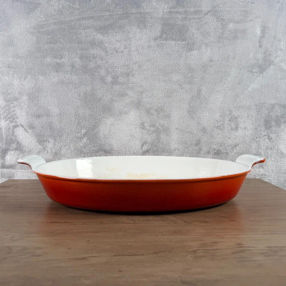 Le Creuset Flame Orange Enameled Cast Iron Oval Gratin Roasting Dish 36 France